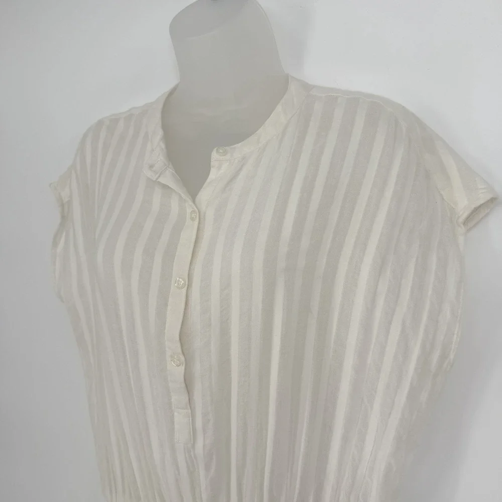 RAILS Sz M Angelina Mini Dress White Striped Sleeveless Smocked 100% Cotton‎ - Picture 4 of 9